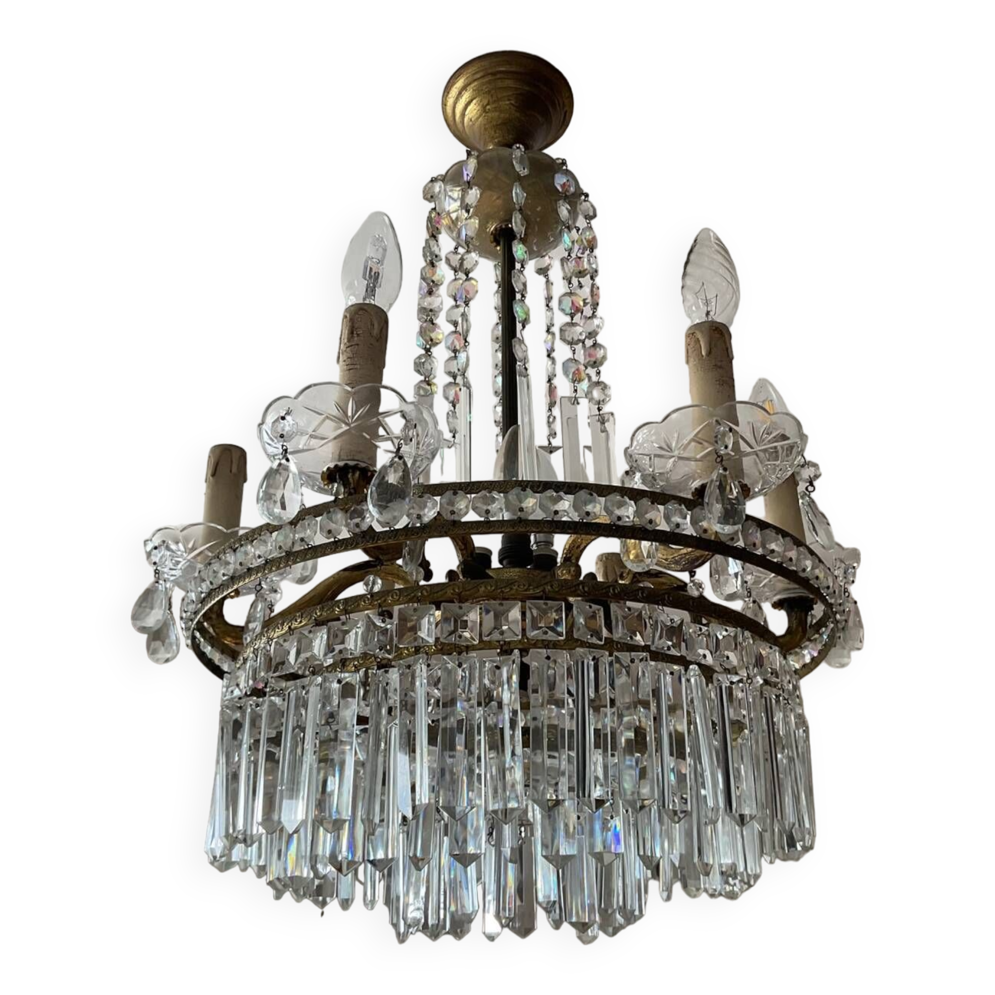 Cascade chandelier with crystal drops