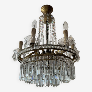 Cascade chandelier with crystal drops