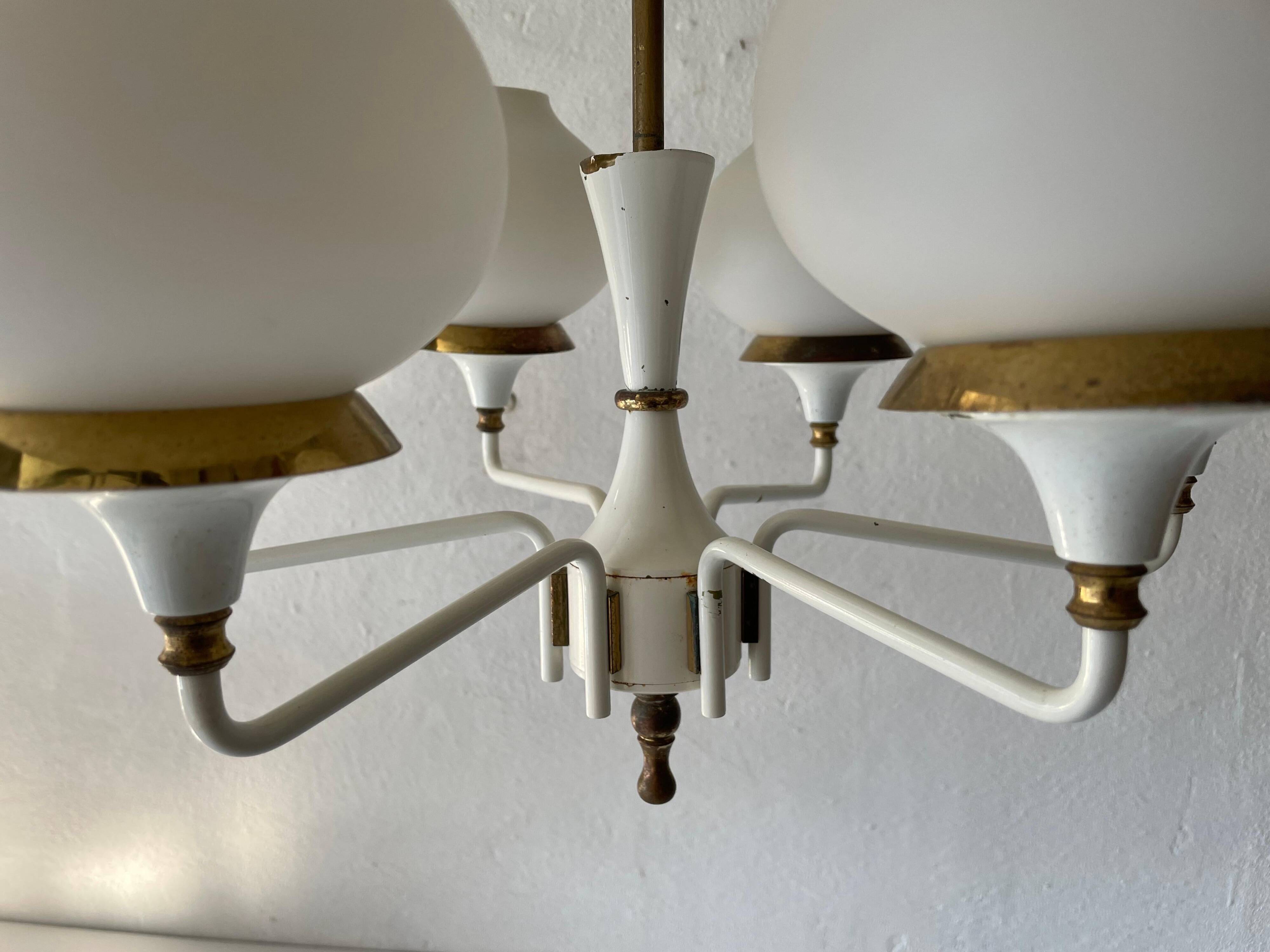 6 suspended glass lamps in white brass by Hans-Agne Jakobsson, 1960s, Sweden