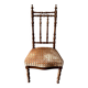 Turned wood and ochre velvet chair
