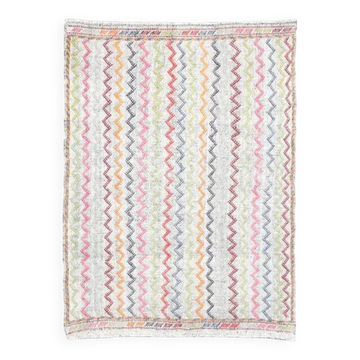 Tapis vintage turc Oushak fait main en laine et coton gris, années 1970