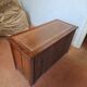 Antique wooden commode, gilded leather, 114cm