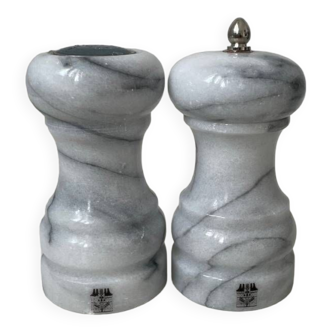 Marble salt shaker and pepper mill duo