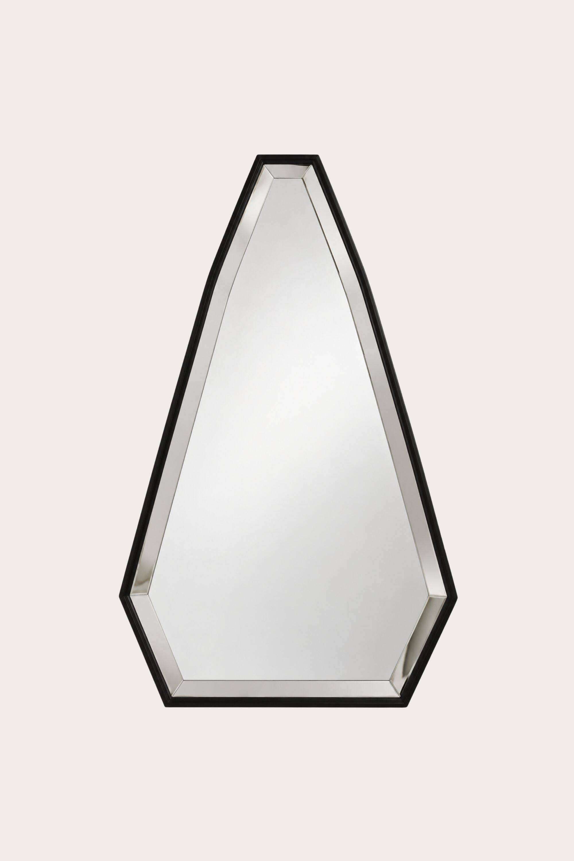 Pentagonal mirror with a black metal frame