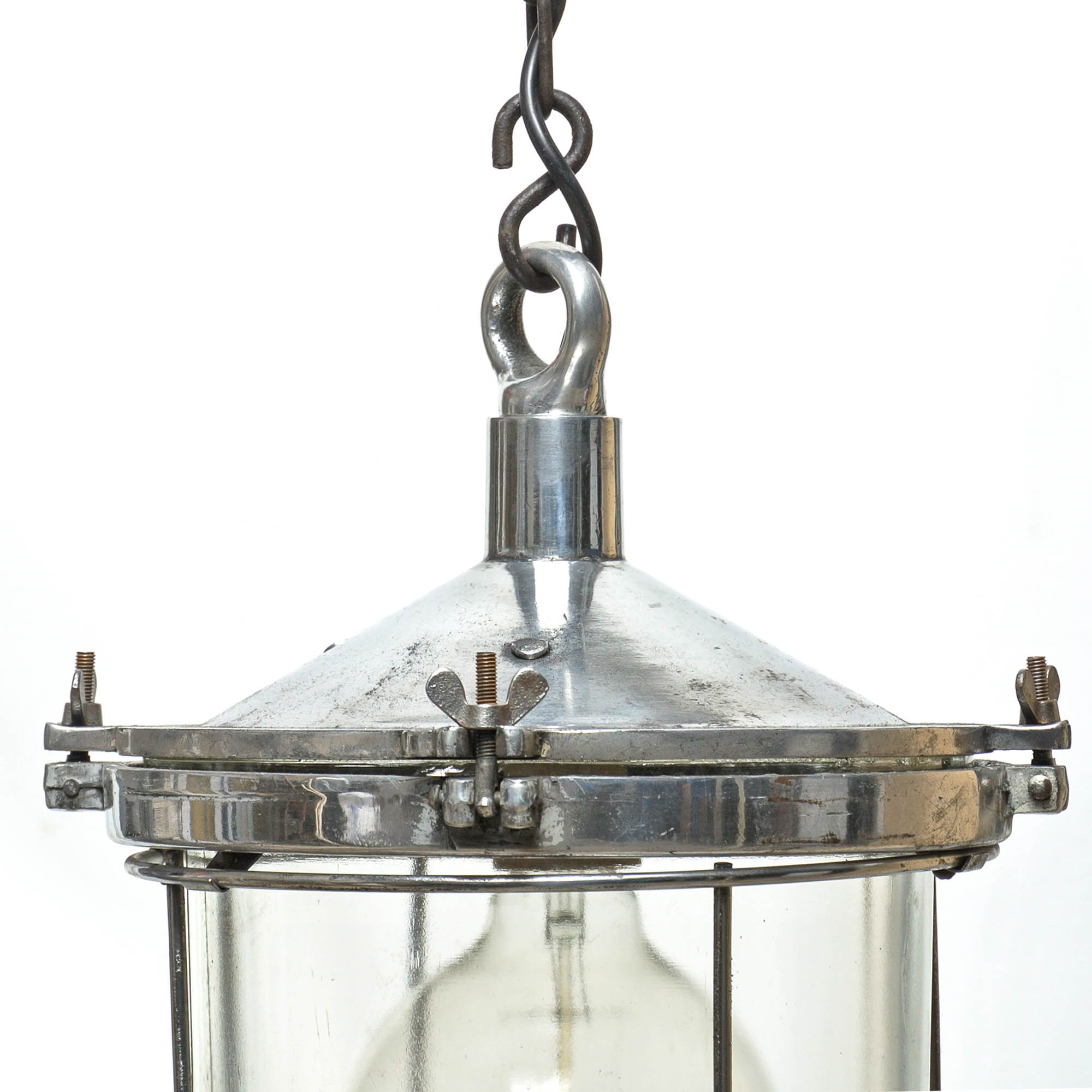Screened glass globe suspension