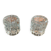 Paire de bougeoirs tchèques en verre moulé anciens Frantisek Vizner
