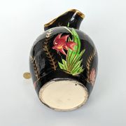 Large pitcher / Monaco vase in polychrome earthenware with bas relief decoration of fish on a seabed