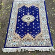 Authentic handmade Moroccan rug in blue, certified, 150x88cm.