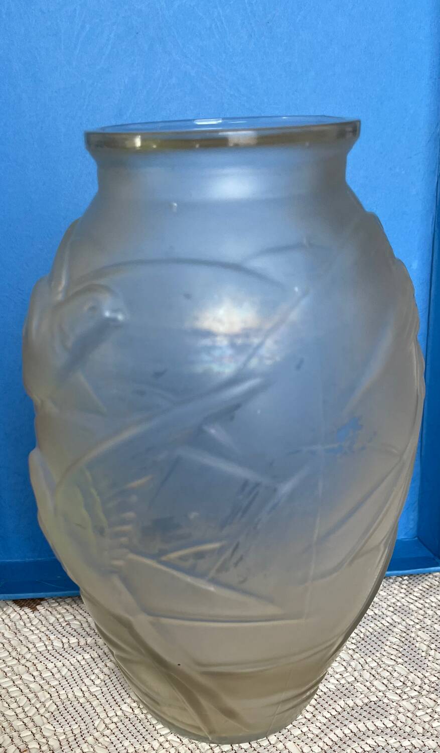 Art Nouveau frosted glass vase