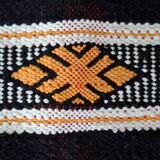 Small Black & Saffron Berber Kilim – Flat Weave Hanbel – 65x140 cm