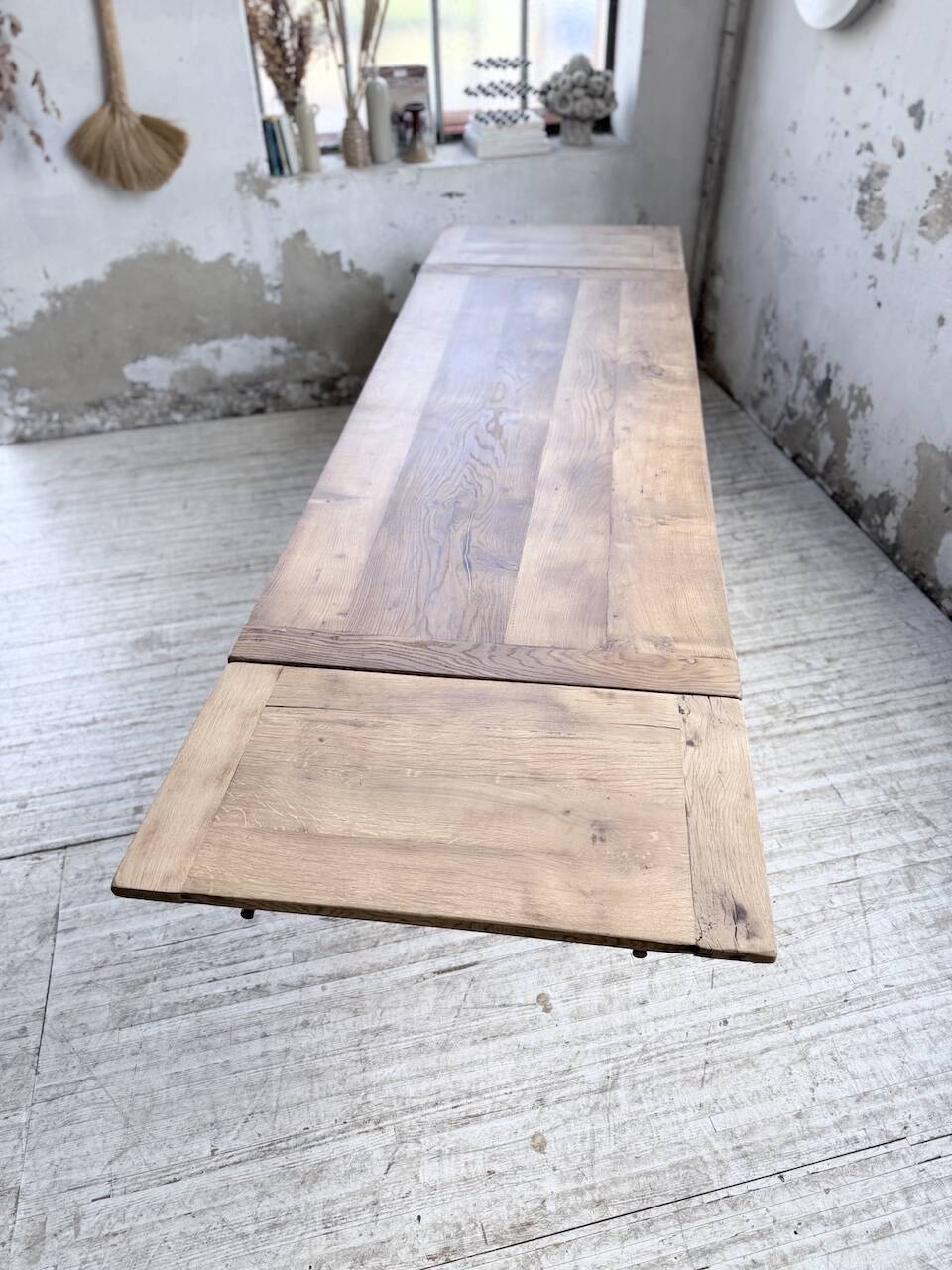 Solid oak farmhouse table with extensions (190-280cm) 1950
