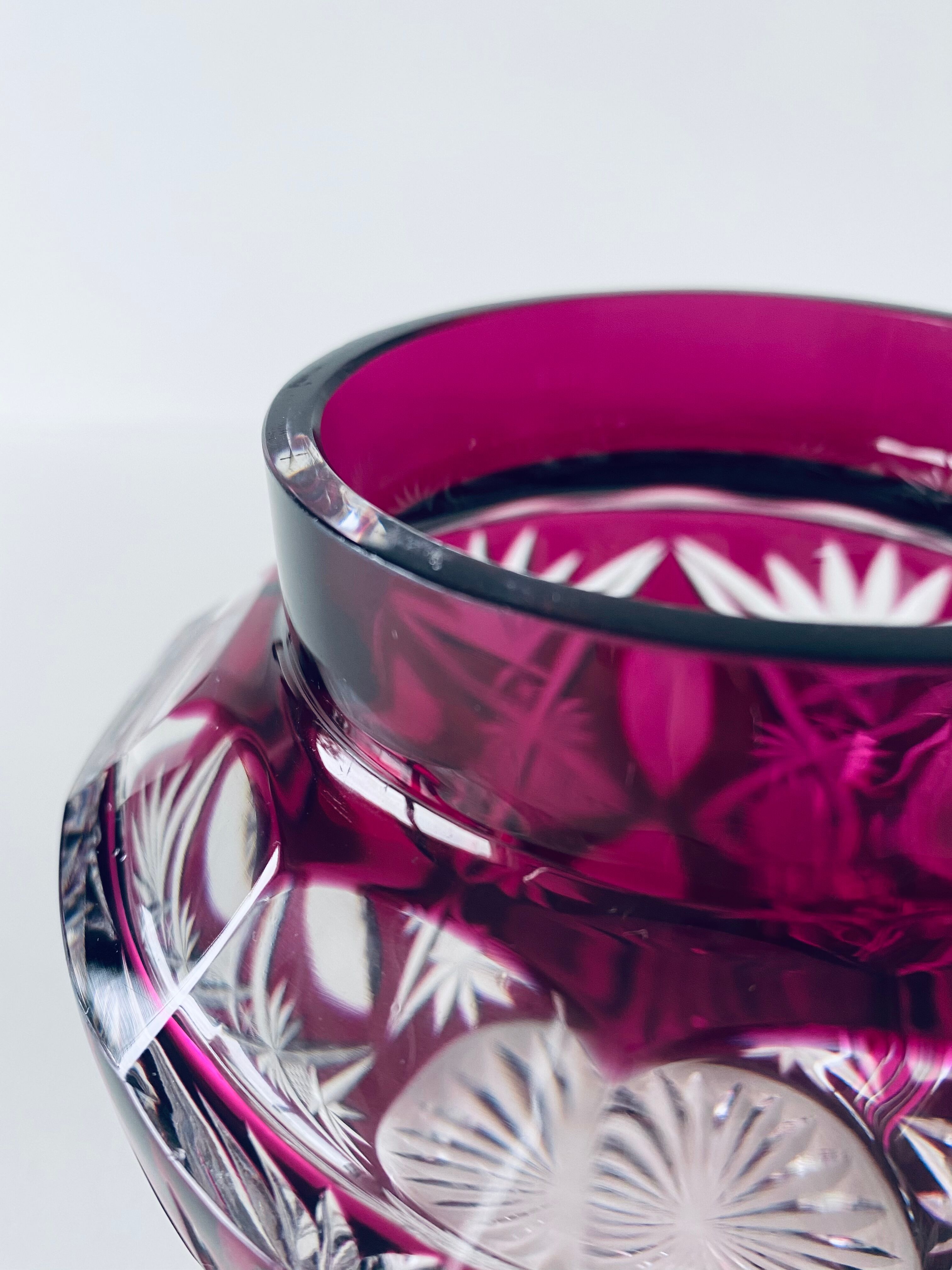 Ancient plum crystal vase