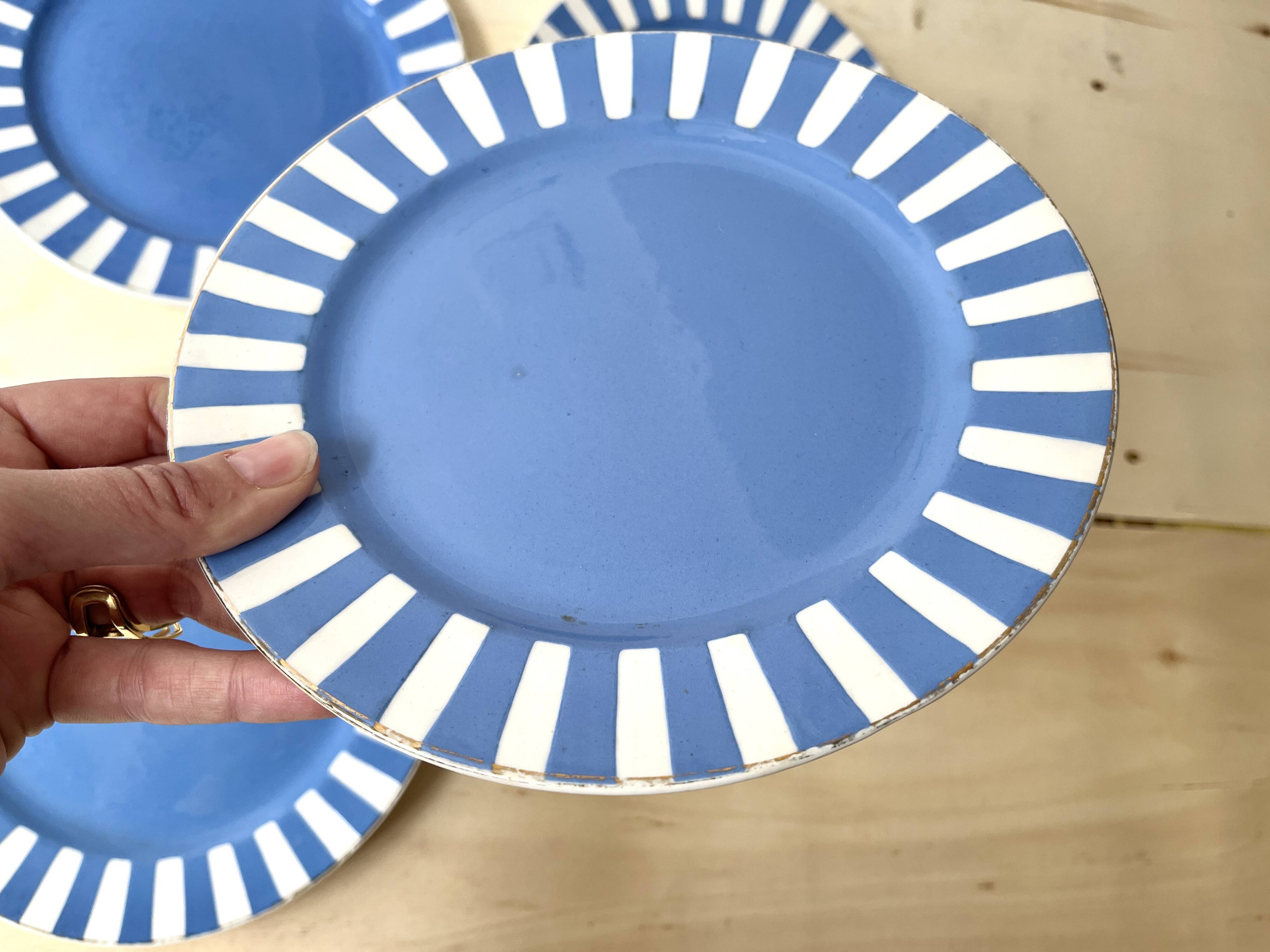 Set of 4 fox trott sarreguemines art deco dessert plates 1930