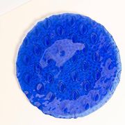 Vintage dark blue decorative plate in glass, Italy, 1960s.