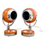 Pair of bright orange "Eye-Ball" lamps - 1970.