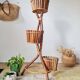 Vintage 3-tier plant stand in bamboo and rattan