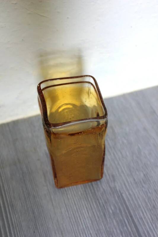Vintage amber bubble glass vase from the 1960s, Scandinavian.