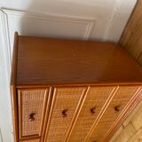 Chest of drawers in rattan and bamboo