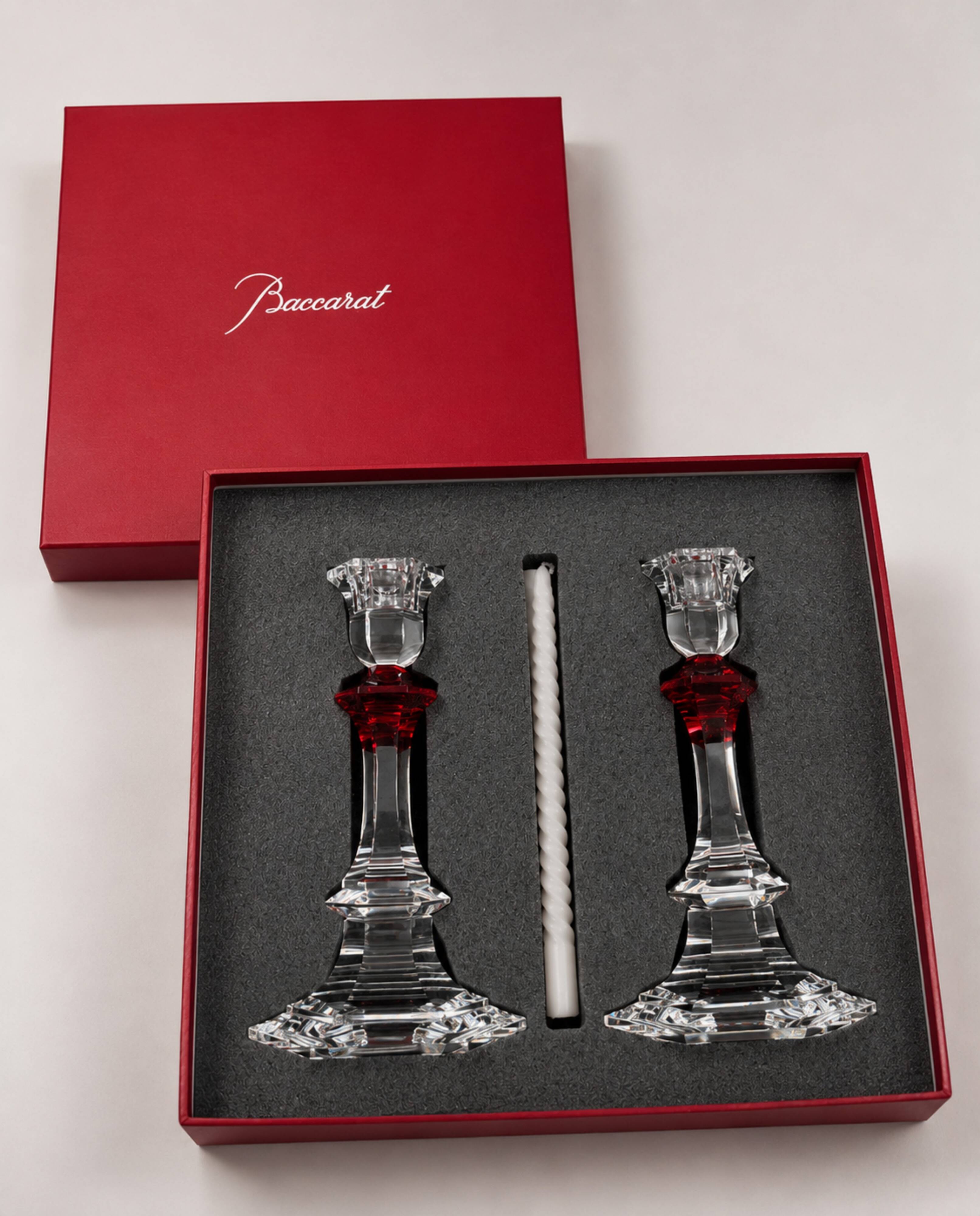 Baccarat - Candlestick (2) - Crystal, Glass - Harcourt candlestick Red