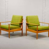 Pair of Beech Wood Ladder Lounge Chairs after Grete Jalk for France and Son