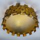 Brutalist crown sunburst fixture in gilt metal and frosted glass, France, 1960s