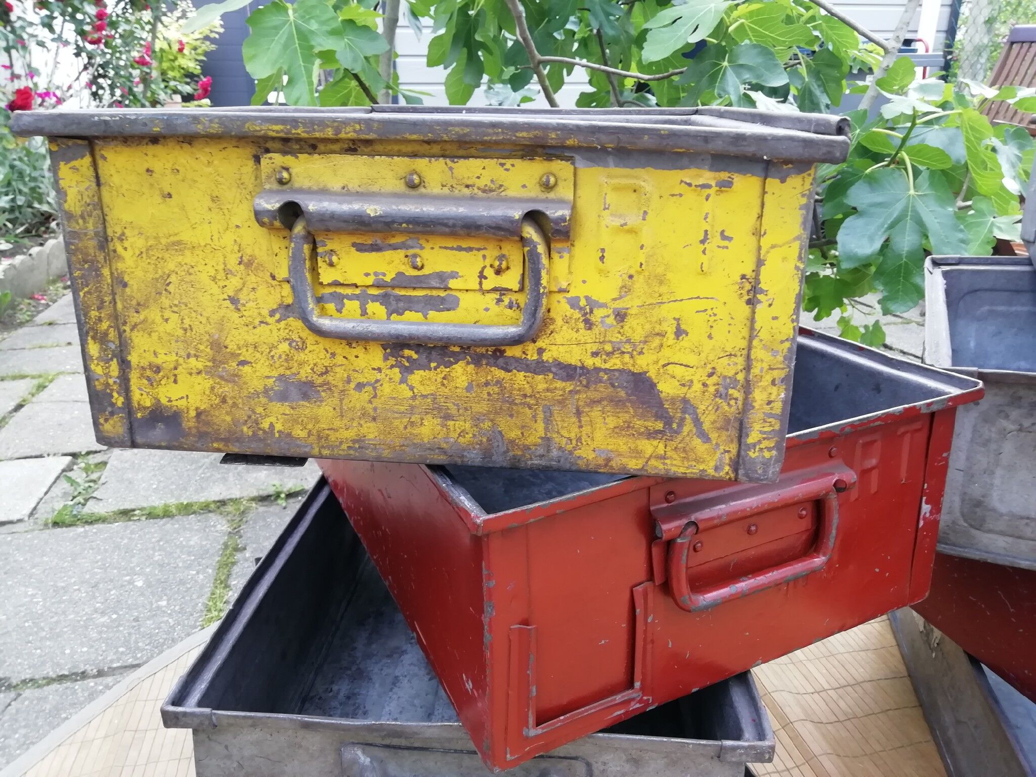 Serie of 8 industrial metal boxes