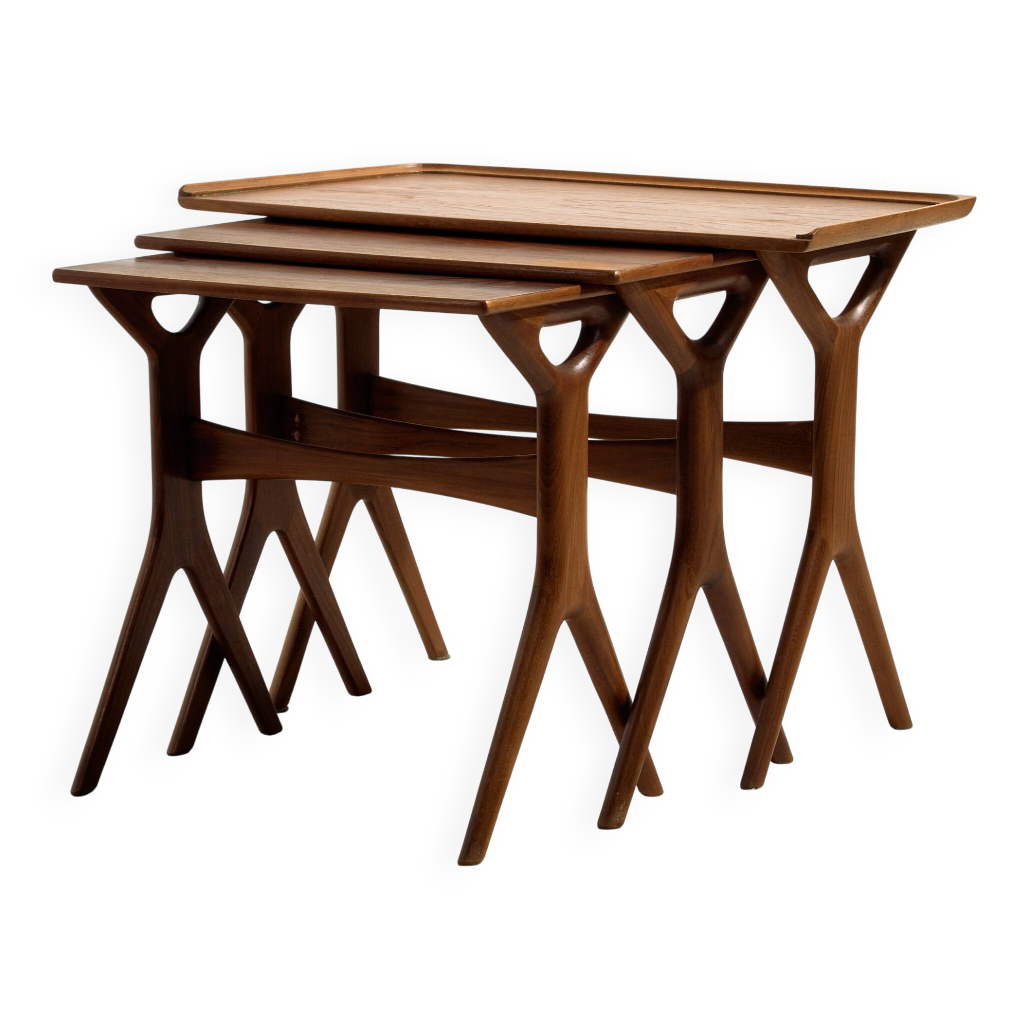 Tables gigognes en teck par Johannes Andersen pour CFC Silkeborg, ensemble de 3