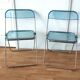 Pair of translucent blue chairs Plia design Giancarlo Piretti for Castelli, 1960.