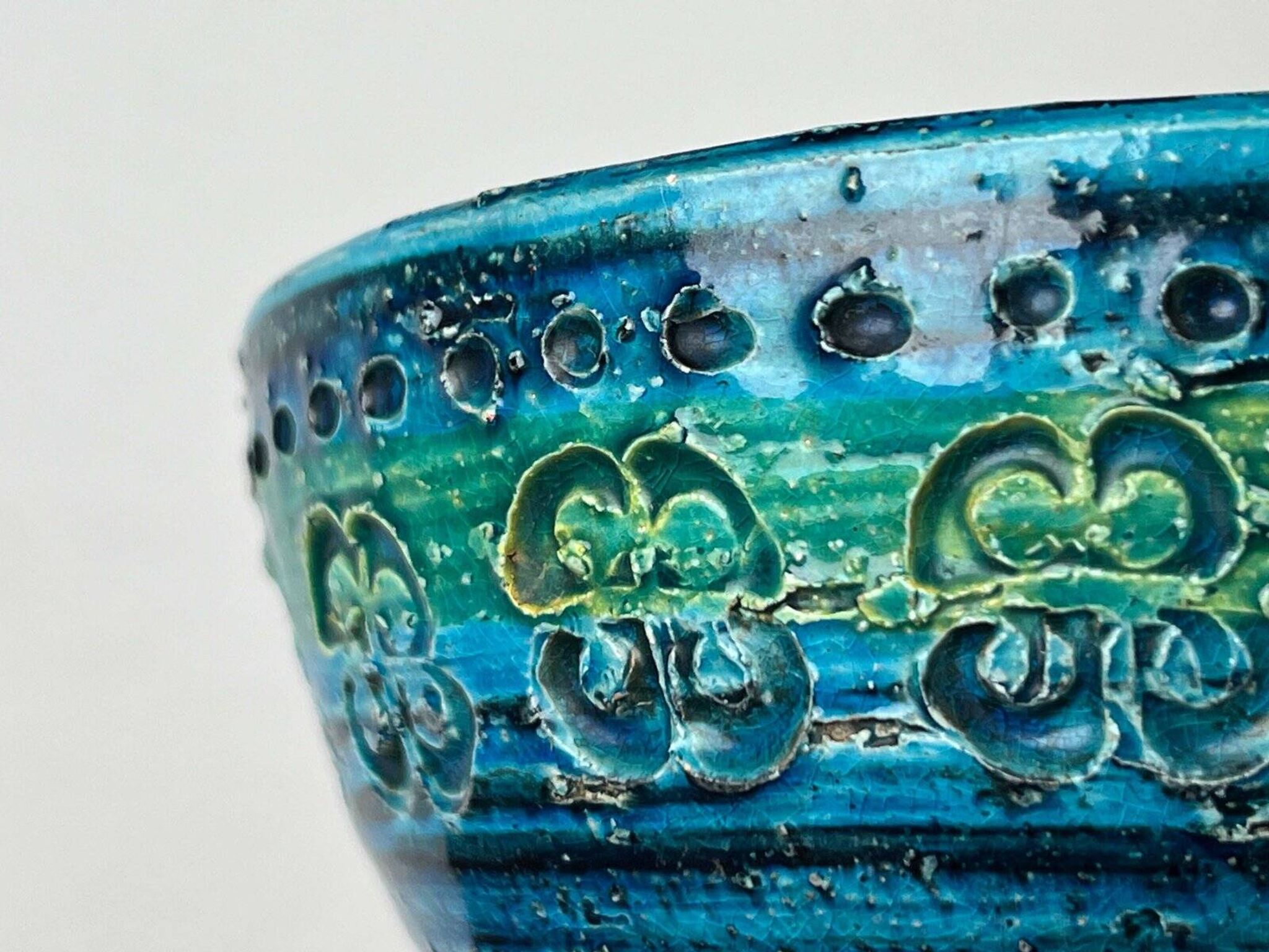 Rimini Blue Candle Holder in Mid-Century Ceramic by Aldo Londi for Bitossi, Italy, 1960s
