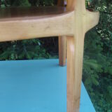 Round coffee table in solid walnut double tray of the 1970s