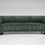 Années 1960, design danois, canapé 3 places "Banana" refait à neuf, velours vintage.