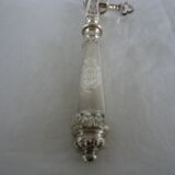 Leg of lamb handle, silver metal tongs and lined silver handle