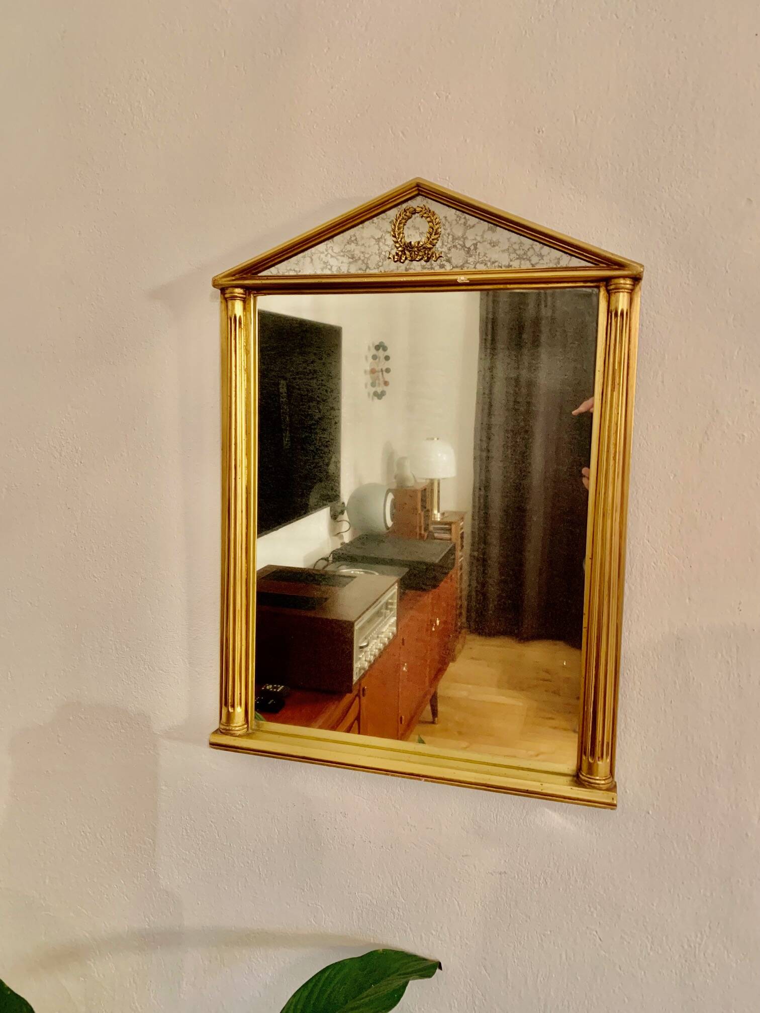 Giltwood carved neoclassical mirror, italy, 1950s.