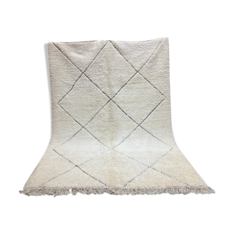 Tapis laine relief berbere blanc/noir 220x300cm