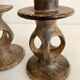 Pair of soapstone candlesticks, Kenya