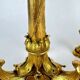 Pair of candelabra with a crane in gilded bronze, bamboo model.