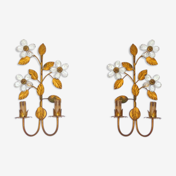 Pair of flower wall lamps