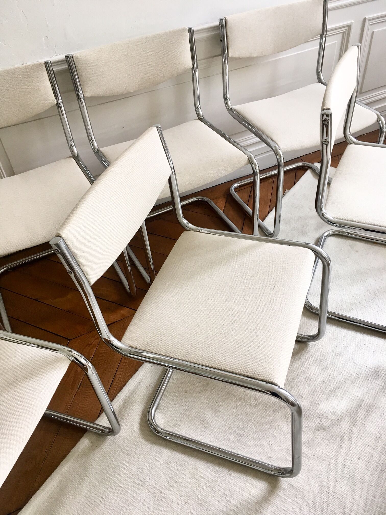 Set of restored vintage chairs with "Luge" feet