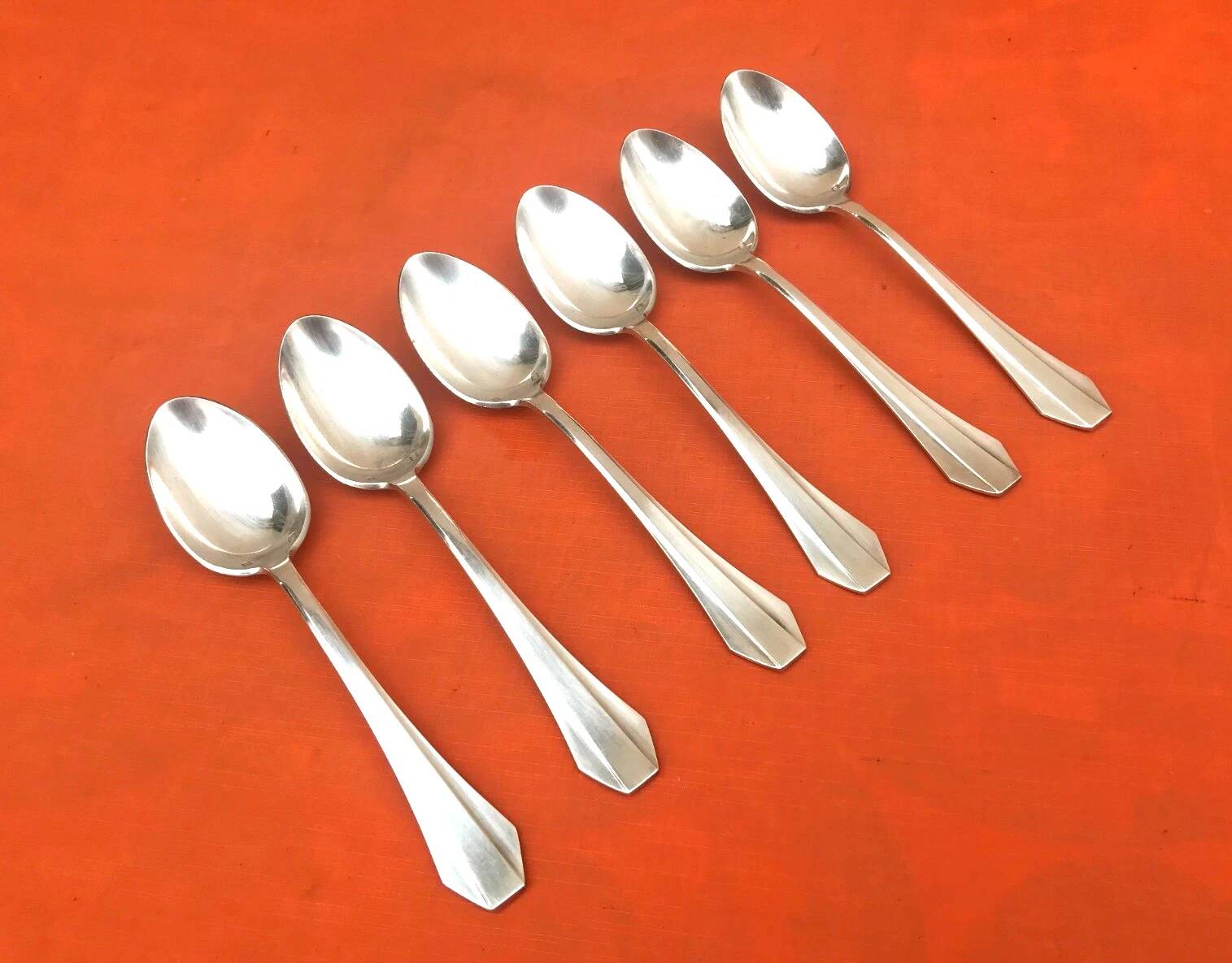 Art Deco Set of 6 forks and 6 large spoons, silver-plated metal, SNO REX