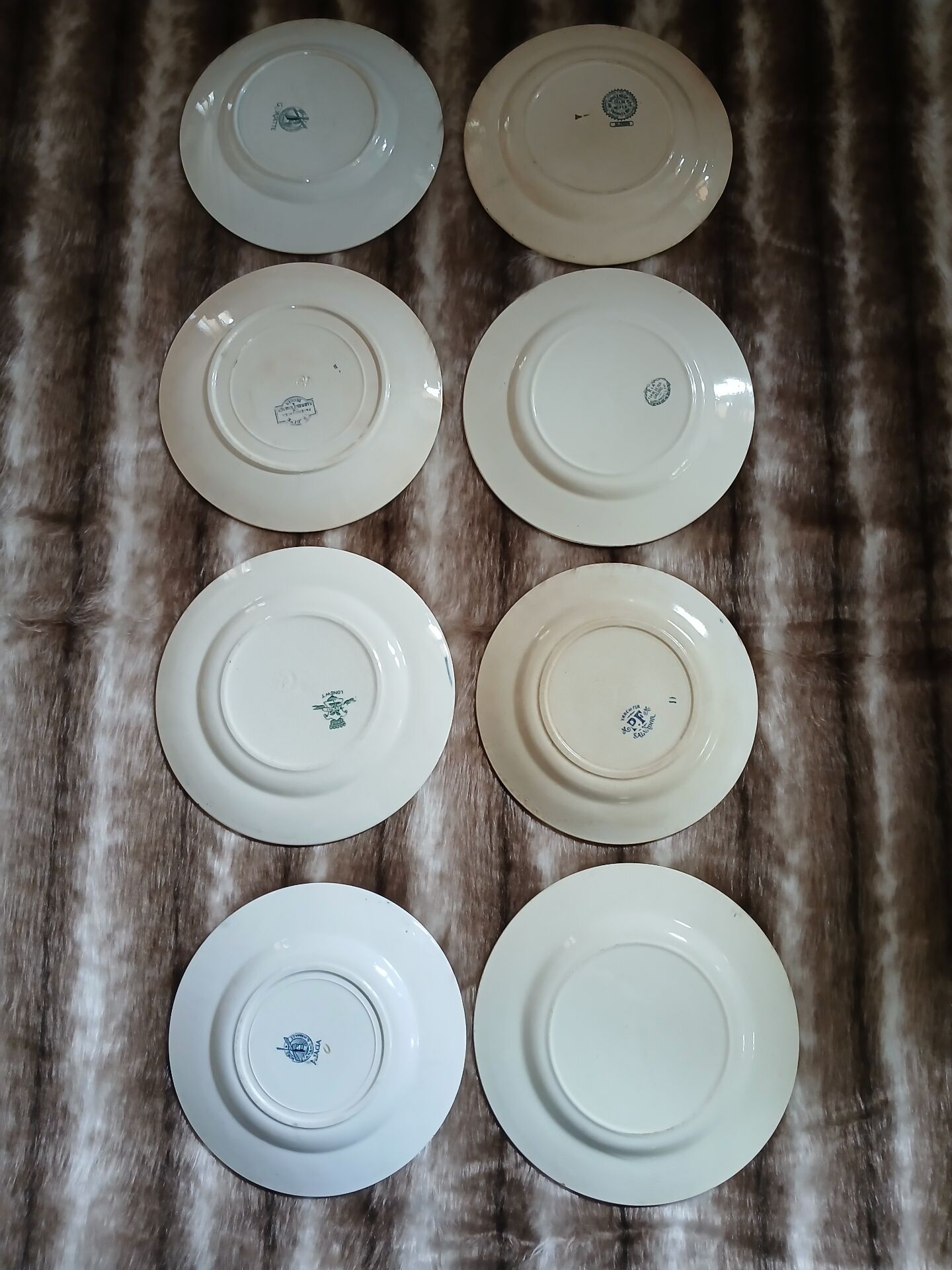 8 mismatched ironstone dinner plates
