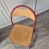 red metal and wood school chair for children