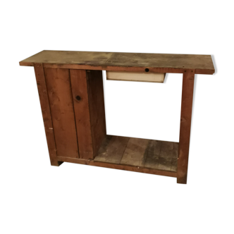 Établi console bois tiroirs atelier