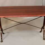 Set of 9 1900 Bistro Tables with Wrought Iron Legs and Rose Decor