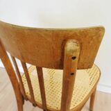 Chaise de salle à manger vintage en rotin : Yougoslavie des années 1970, intérieur bohème