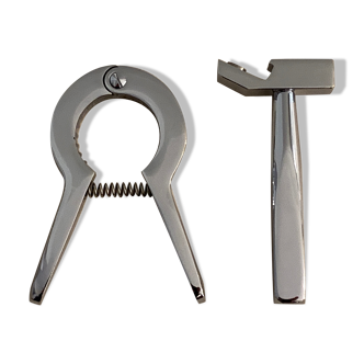 Modernist art deco metal bottle opener and recapsulator
