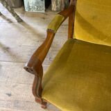 Voltaire armchair yellow velvet 19th century mahogany