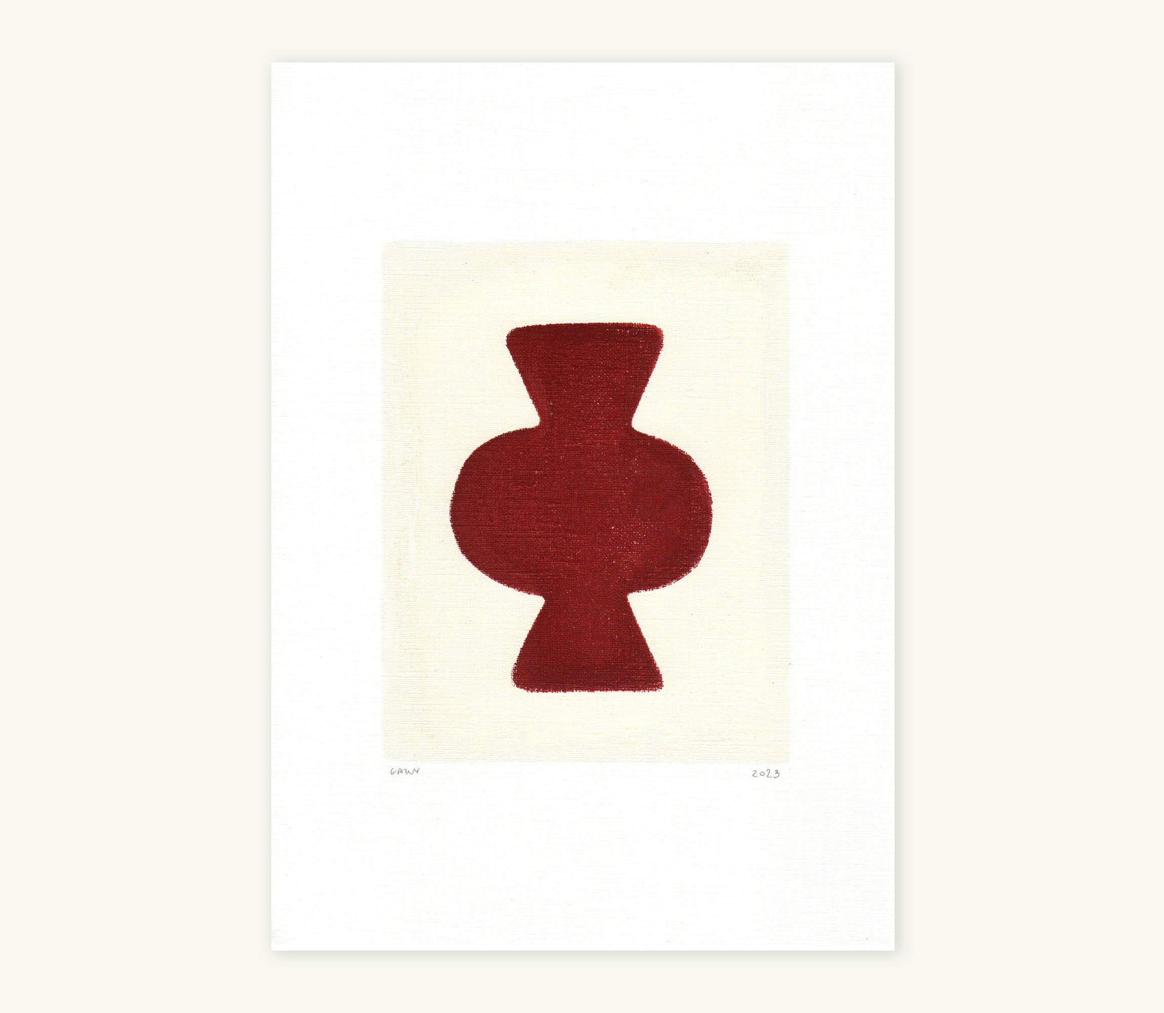 Abstract painting - Clio - dark terracotta - signed Eawy