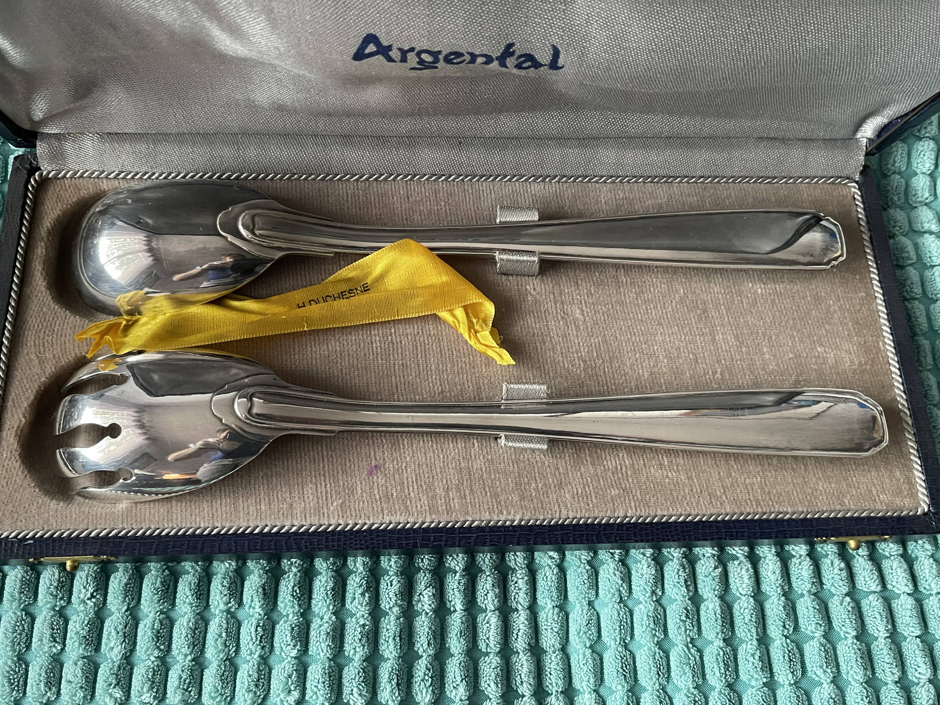 Silver-plated metal salad cutlery Argental