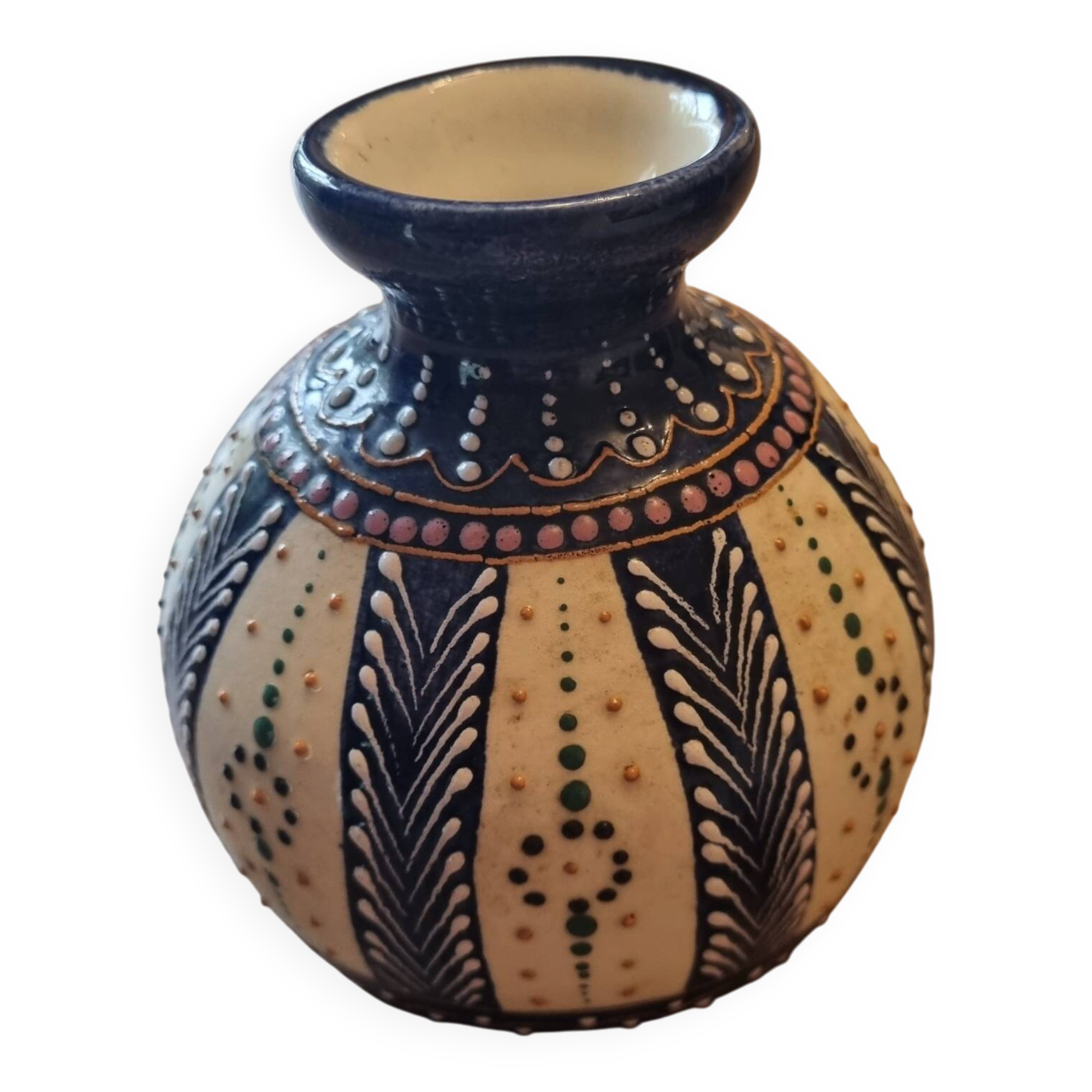 Vase pointillism HB Henriot Quimper