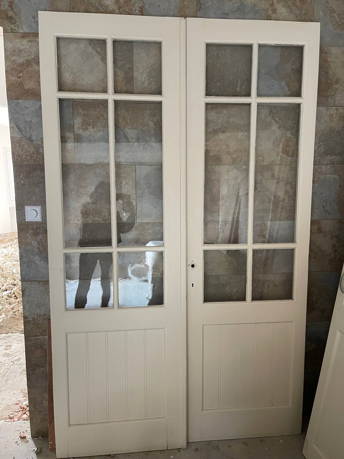Antique 1930s double glazed door + glazed sides + frame
